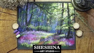 How to draw a spring forest with soft pastels 🎨 LANDSCAPES