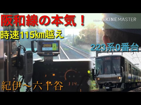 阪和線の本気❗️115キロで走行【紀伊〜六十谷 223系0番台紀州路快速】インバーター音ウソ電あり