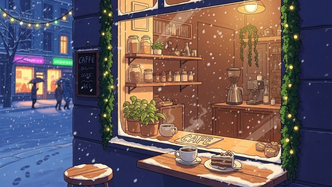 Snowy Window Seat ❄️ Lofi Cafe Jazz ☕ Focus & Relax Music for Study/Reading [ Winter Lofi ]