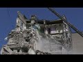 LIVE: View of collapsed building after Russia unleashes missile & drone strikes on Kyiv