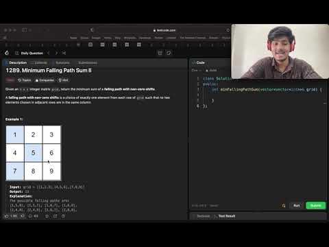 1289. Minimum Falling Path Sum II | LEETCODE HARD | DYNAMIC PROGRAMMING ...