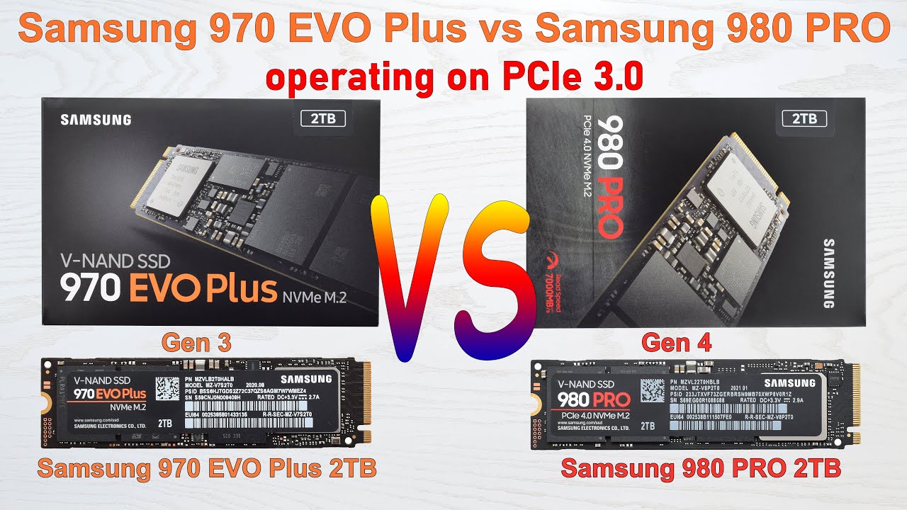 Samsung 970 EVO Plus 2TB (Gen 3) vs Samsung 980 PRO 2TB (Gen 4) M.2 SSDs on PCIe 3.0 - YouTube