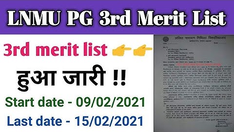 Lnmu pg 3rd merit list session (2020-22)