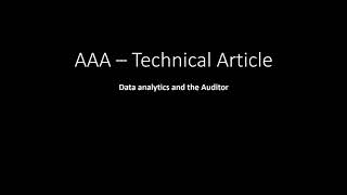 AAA- Technical Article - Data analytics and the Auditor