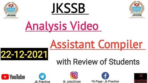 Analysis Video Assistant Compiler | Today Shifts 22-12-2021| JKSSB EXAMS| @Jkpractice