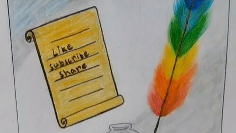 How to draw Parchment Scroll And Feather pencil pen easy Step by step drawing