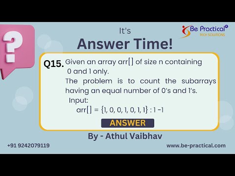 Java Programming Tutorial|Count Equal 0's & 1's Subarrays in Java| Learn Basic Java|Be-practical.com
