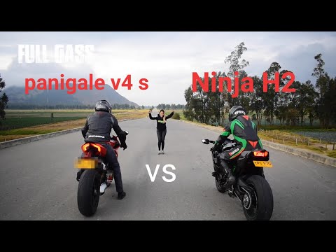 Ducati Panigale V4 s Vs Kawasaki Ninja H2 Drag Race