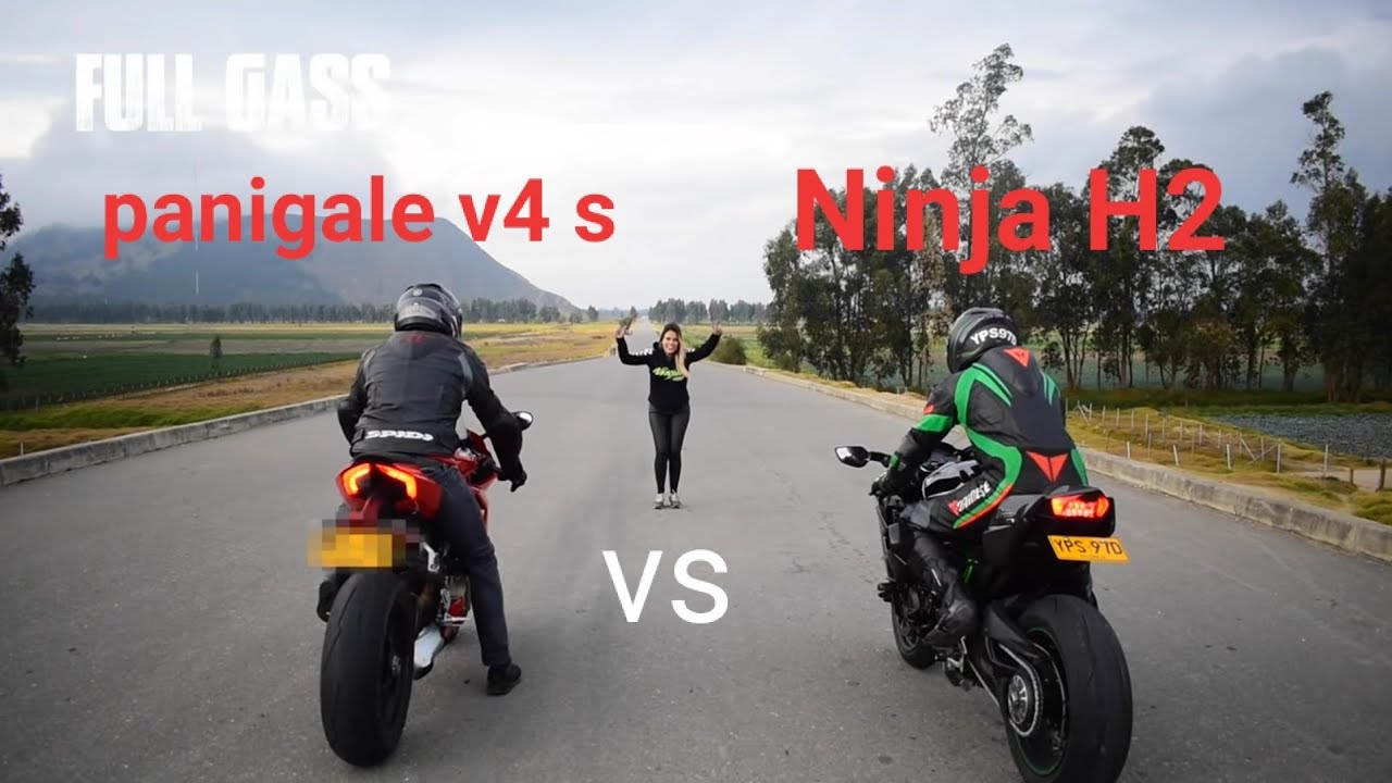 Ducati Panigale V4 s Vs Kawasaki Ninja H2 Drag Race