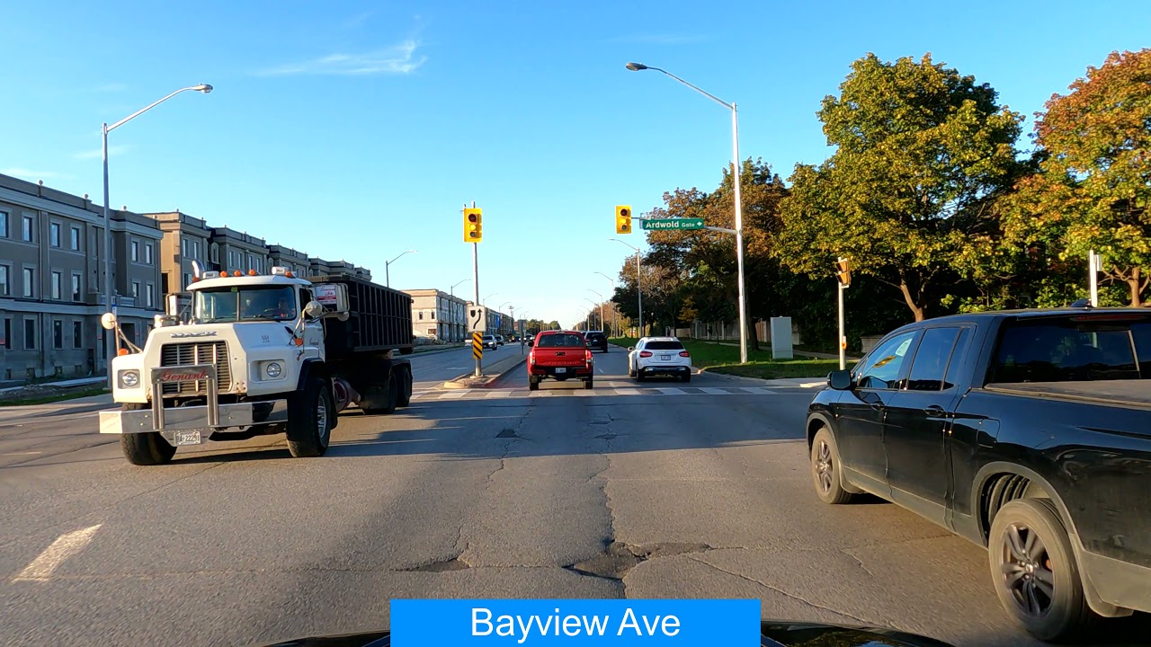 2021-10-19 Tuesday, Driving on Bayview Ave, Richmond Hill, Evening Sunset