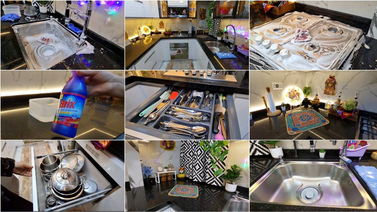 أقوى وأسرع روتين فى رمضان🌜تحدى الكسل ونظفى مطبخك كله فى اقل من ساعة فقط روتين التحفيز والانجاز