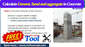 Concrete Calculation for column | Quantity of materials in concrete