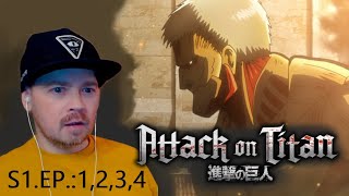 АТАКА ТИТАНОВ. Реакция. 1 сезон, эпизоды 1-4. ATTACK on TITAN my first time reaction.