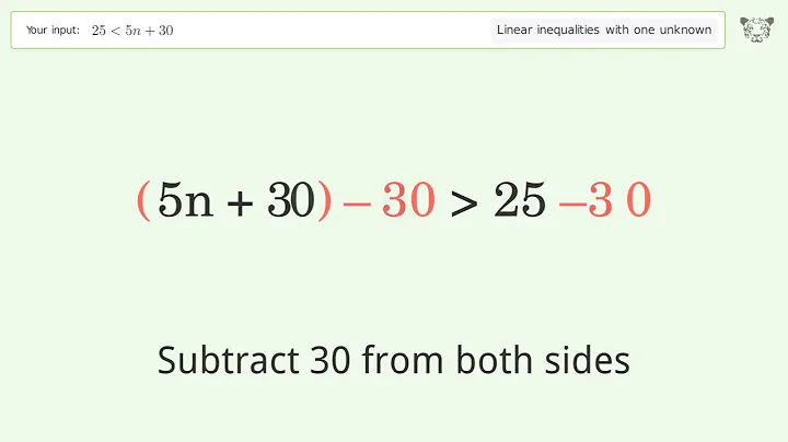 Solving Linear Inequalities: 25 is Smaller Than 5n+30