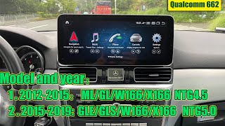 Install video tutorial : GLE GLS ML GL W166/X166 12.3 inch Android 13.0