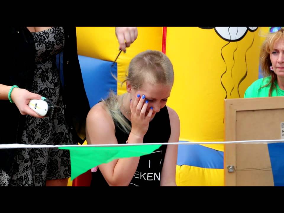 Macmillan Mudeforde Chloe's head shave