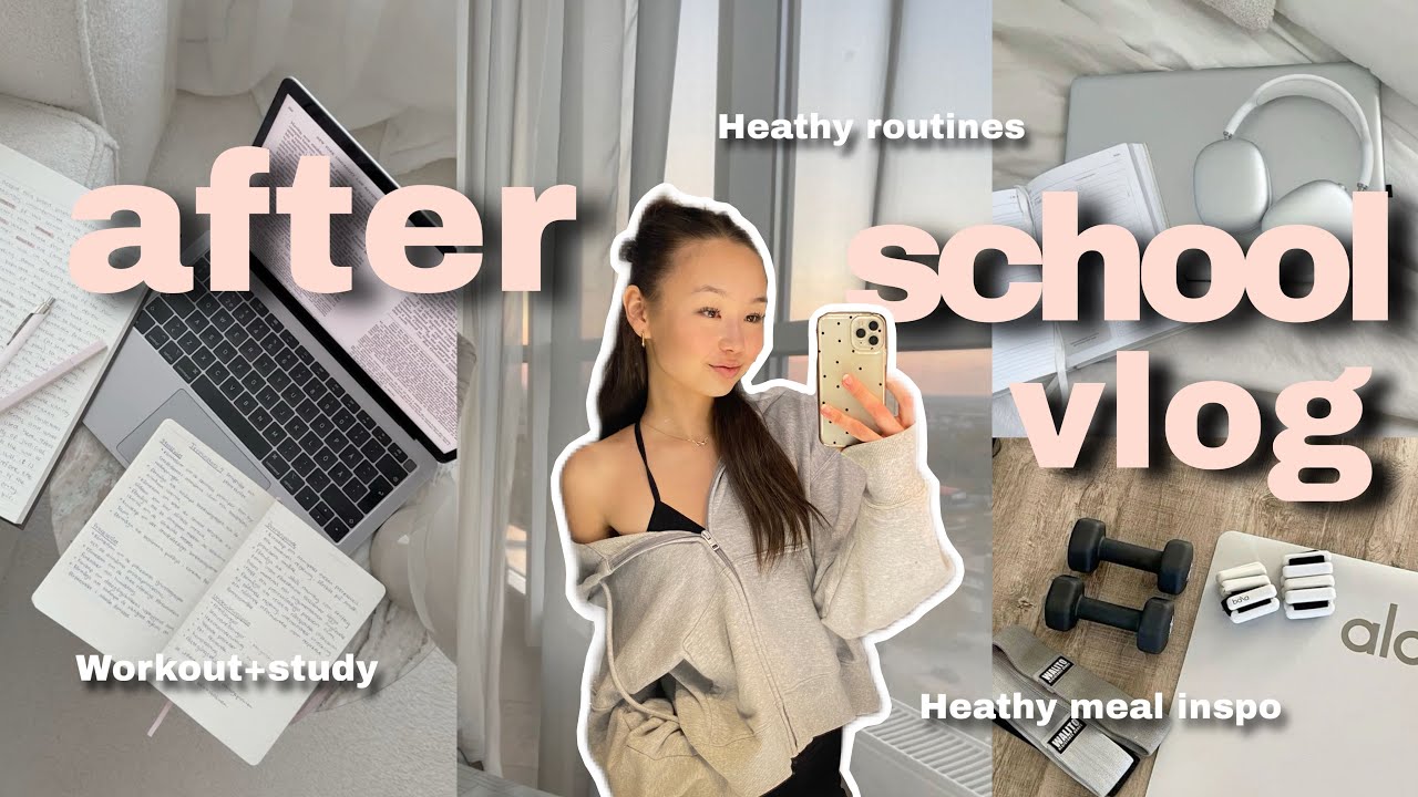 *Реалистичный* видеоблог после школы 🌞🧖🏼‍♀️ *идеи для здорового питания, учёба, пилатес*