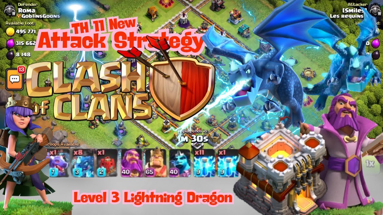 Clash of Clans TH10 New Attack Strategy with Level 3 Lightning Dragon Army with Maximum Damage