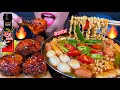 ASMR SOUPY FIRE NOODLES STEW TYPE SPICY FIRE CHICKEN PICKLED RADISH 먹방 Eating Sounds