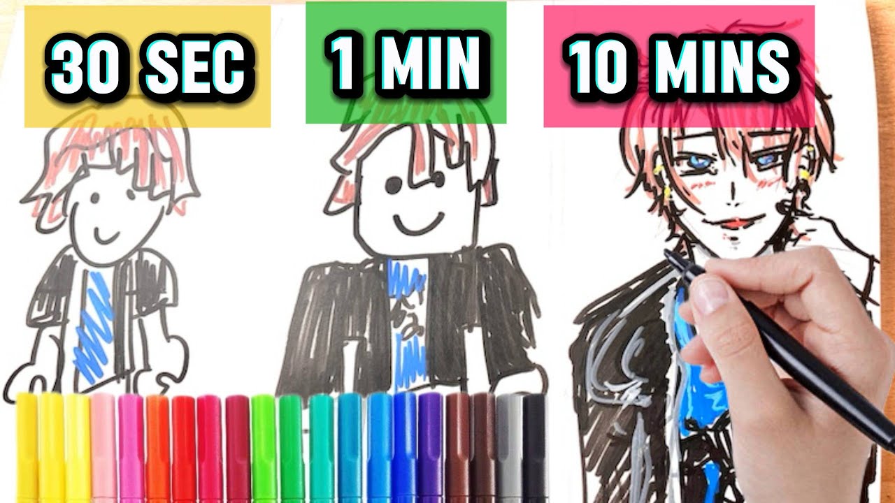 Speed Drawing Roblox Bacon Boy in 30 Seconds, 1 Minute, 10 Minutes!