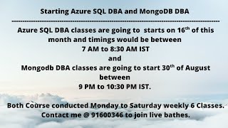 Starting Azure SQL DBA and PostgreSQL DBA classes