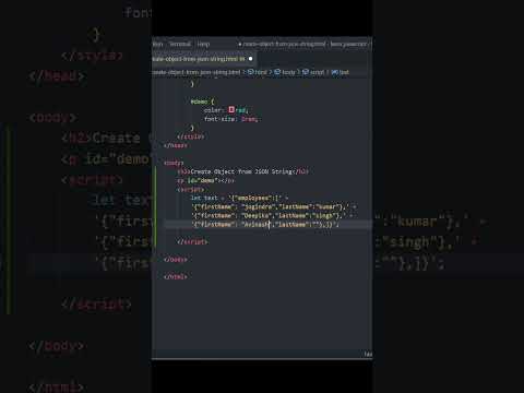 How to create object from JSON string | JavaScript tutorial #javascript #json #js #shorts