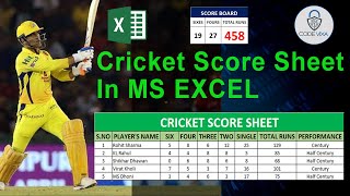 Cricket Score Sheet In Microsoft Excel | Basic & Advanced Excel Tutorial | Code Vixa screenshot 4