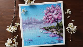 Cherry Blossom / Easy acrylic painting for beginners / PaintingTutorial #36