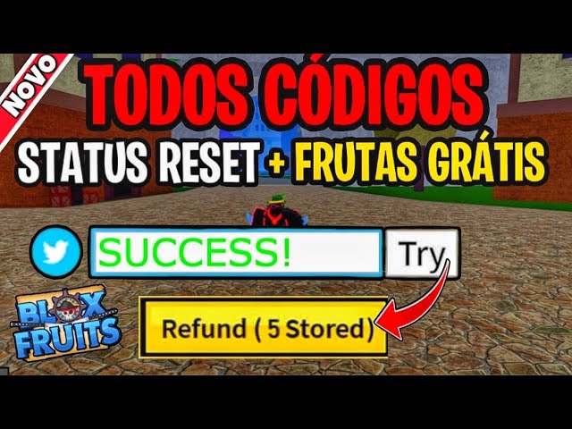 CORRE!! TODOS OS 5 CÓDIGOS DE RESET STATUS DO BLOX FRUITS (roblox) 
