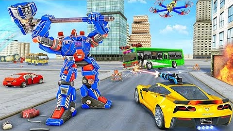 Multi-Transformation Bus Jet Robot Car Game: Drone Robot Transform | Android Gameplay
