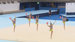 新体操の五輪テスト大会 団体代表が本番会場で演技