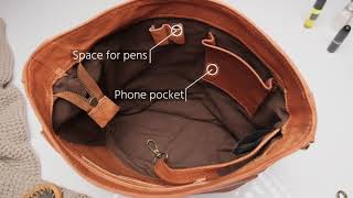 BERLINER BAGS Vintage Leather Shoulder Bag Siena, Women   Brown  Handbags