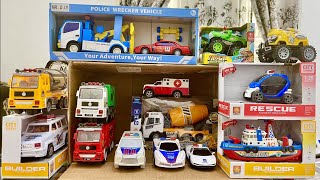 Unboxing Police Car Toys, Mixer Truck, Ambulance and Police Wrecker Vehicle
