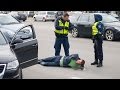 Estonian police takes down drunk driver. Russian drunk people/Drunk Driving