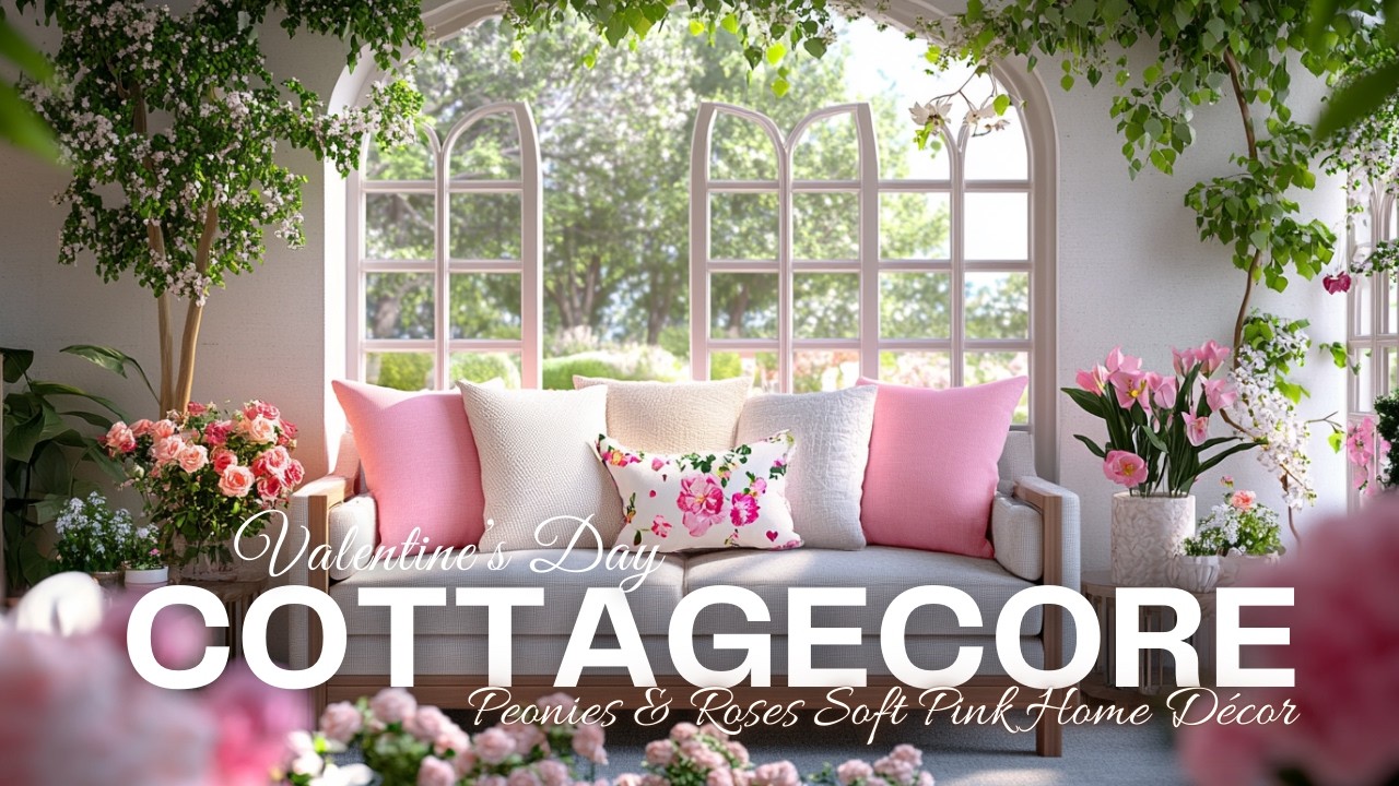 Cottagecore Valentine’s Day Aesthetic 🌸 Peonies & Roses Soft Pink Home Décor