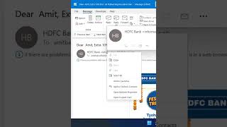 How To Quickly Add New Contacts From Email To Outlook Address Book? #short screenshot 4