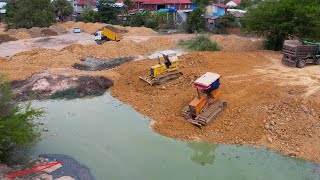 Update New Action Bulldozer Operator Skills Pushing Dirt Dump Truck Dumping Dirt On Construction