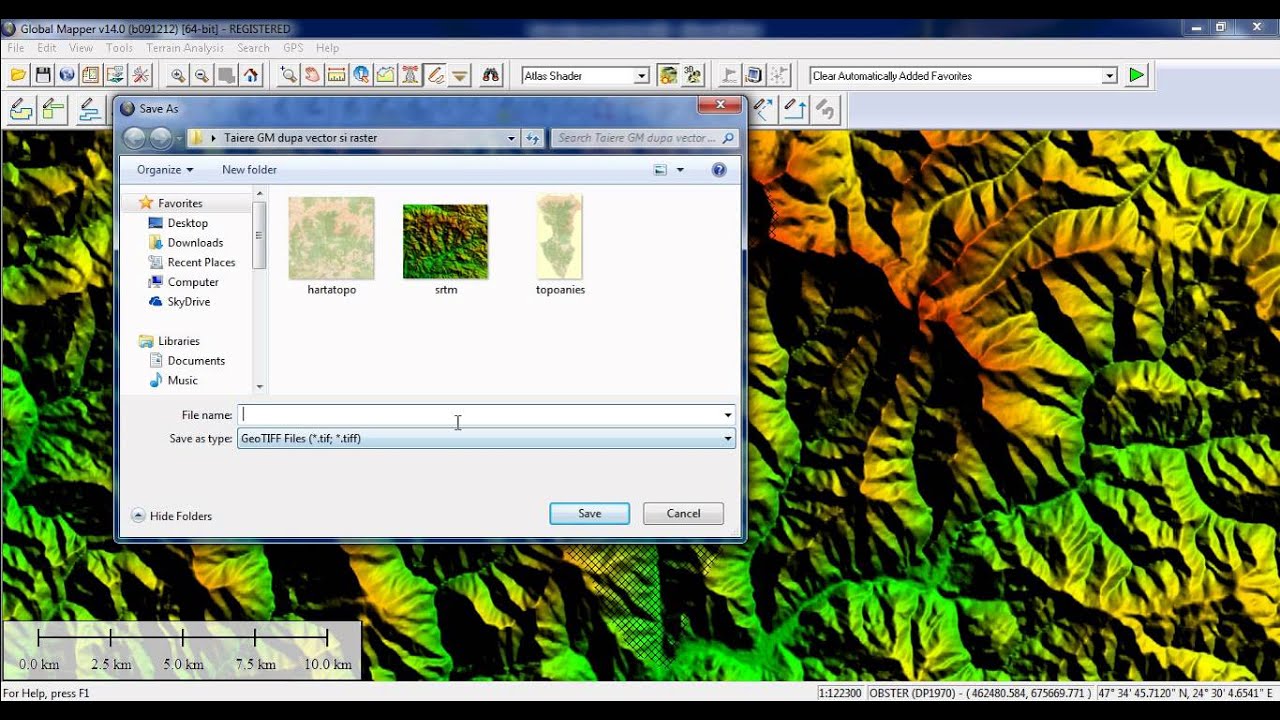 Taierea dupa un vector a unui raster si a altui vector in Global Mapper ...