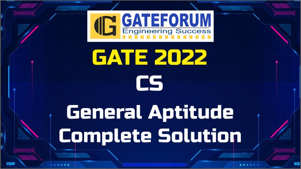 GATE 2022 Exam Solutions I General Aptitude I Computer Science ...