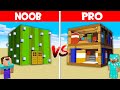 Minecraft NOOB vs PRO: CACTUS HOUSE vs BOOKSHELF HOUSE! NOOB FOUND ONE BLOCK HOUSE! (Animation)