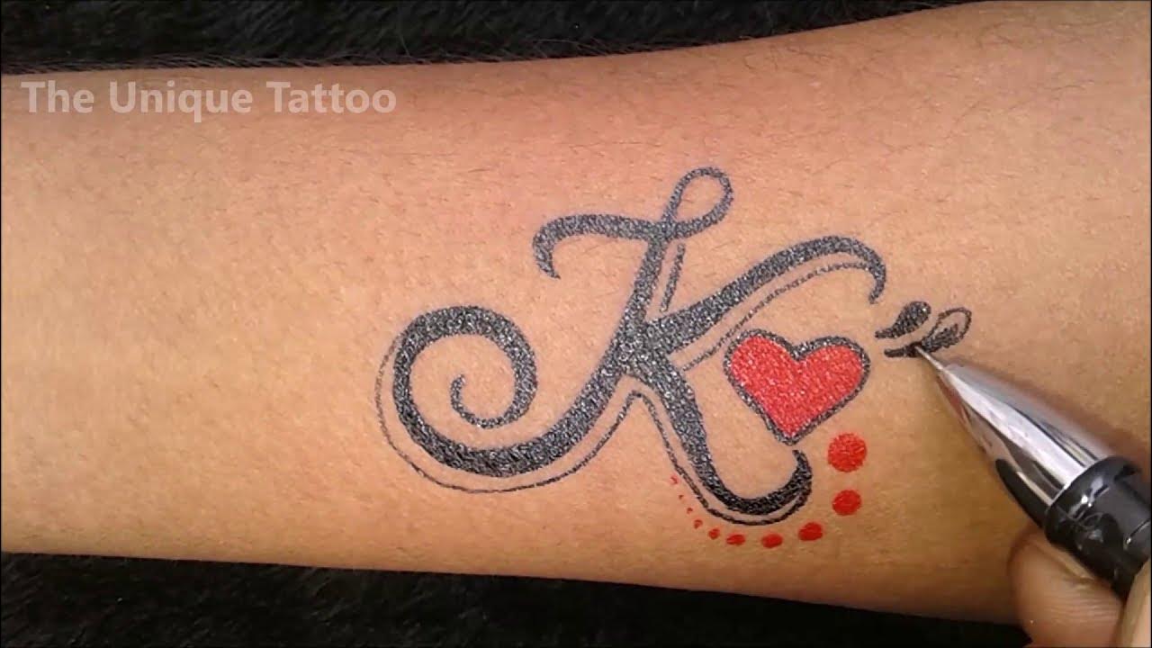 K Name Tattoo Design || The Unique Tattoo - YouTube