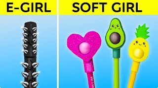 Soft VS E-Girl || Easy and Cheap Ideas for SCHOOL! DIY Hacks to Become Popular by 123GO! CHALLENGE screenshot 1