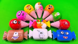 Digging Numberblocks One, Two, Three with Rainbow CLAY in Big Candy,... Satisfying ASMR Videos