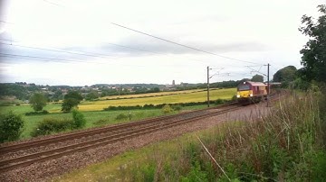 EWS Class 67 67020 tears through Durham at Dusk, running light engine !