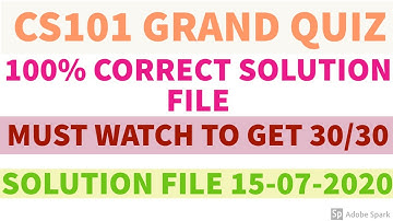 cs101 grand quiz solution file midterm spring 2020 || cs101 grand quiz solved MCQs file.