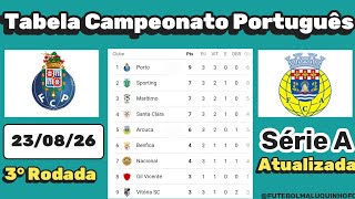 Tabela Campeonato Português 2026. Classificação do Campeonato Português Série A 23/08/26