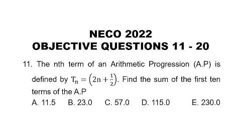 NECO 2022 Mathematics Objective Questions 11 - 20