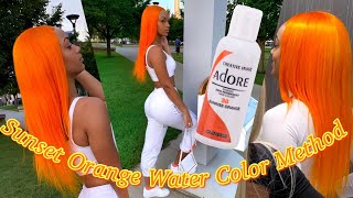Sunset Orange Water Color Method | Ft. Arabella Hair