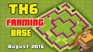 Clash Of Clans - Town Hall 6 (TH6) Farming Base 'August 2016' ♦ Best For Saving GOLD