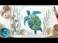 Fun and Easy Sea Turtle in Watercolor - Relaxing Color Therapy - Underwater Painting for Beginners